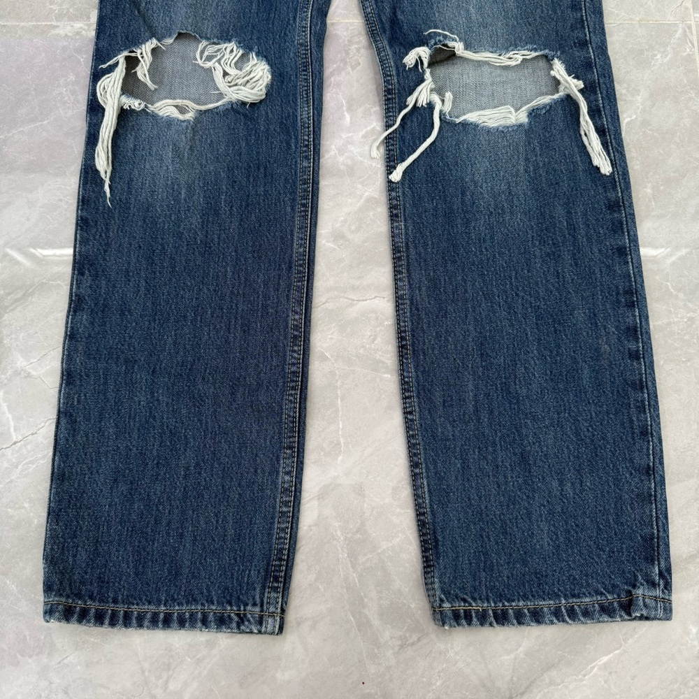 Levi's Blue Ripped Straight Leg Jeans - Picture 8 of 16